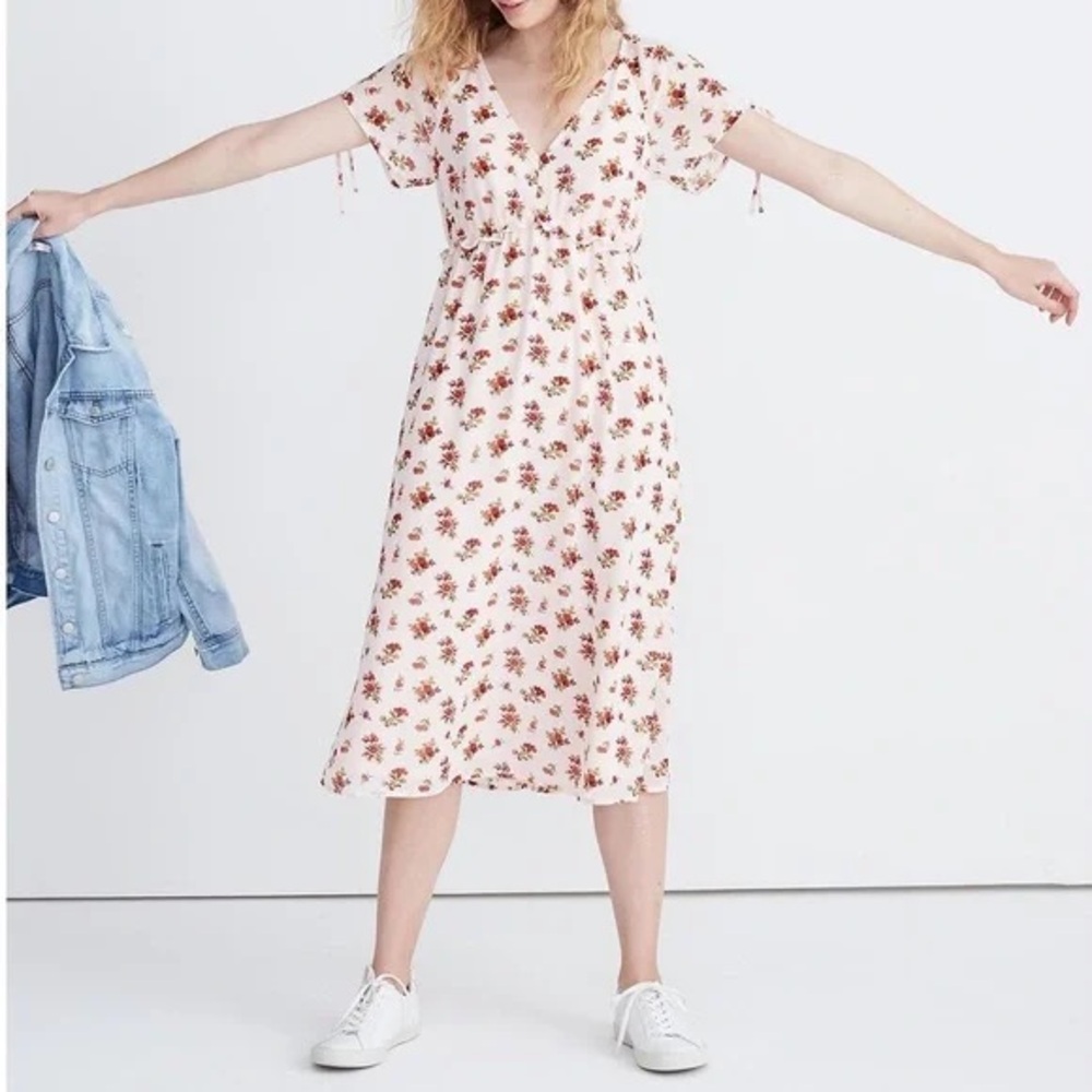 Madewell Pink Floral Midi Dress